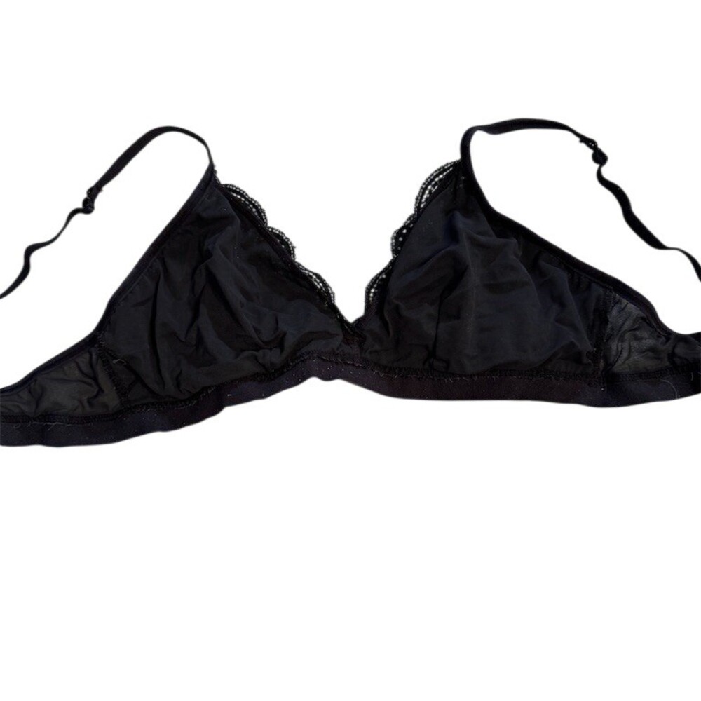 Cotton On Bralette Womens Size M Black Lace Sheer Mesh Wireless Soft Cup